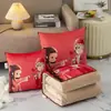 Almohada Cálida Colcha Doble Propósito Almohada Colcha de Oficina Invierno Coral Fleece Colcha para Descanso en el Coche Cojín Almohada para Sofá