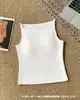 Nuevo Estilo Primavera y Verano Camiseta sin Mangas de Algodón Acanalado con Almohadilla Integrada en el Pecho, Ropa Exterior Versátil y Ceñida