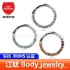 Anillo de Nariz Cerrado Jiangtai F136 de Titanio con Incrustación de Piedra Natural, Joyería para Piercing Corporal de Aleación de Titanio G23 de Venta Caliente Transfronteriza