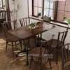 Combinación Retro de Mesa de Café y Silla, Silla para Tienda de Postres y Panadería, Silla para Tienda de Té con Leche, Mesa de Madera Maciza Comercial para Restaurante Americano Occidental