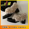 Sapatos de Algodão Quentes Femininos de Veludo, Modernos e Versáteis, Novidade Outono e Inverno 2025, Estilo Britânico Retrô, Salto Grosso para Mulheres