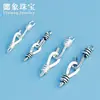 Plata S925 Retro Hebilla de Signo de Interrogación Vieja Hebilla de Conexión de Cuerda Joyería Tejida a Mano Accesorios DIY Paquete de Material