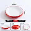 Plato Hondo Redondo de Melamina de Dos Colores Plato para Sopa Comercial Plato para Mesa de Restaurante Plato Especial para Platos Fríos Plato para Barbacoa y Platos Fritos Engrosado Resistente a Caídas