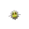 Anillo de Peridoto Natural Popular al por Mayor de Fábrica Plata S925 Incrustado con Piedra Principal 5*7 Joyería de Lujo Venta Directa de Fábrica