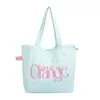 Bolso Tote con Cordón Estilo Coreano Nuevo Primavera y Verano, Bloques de Color Ligero Estampado de Letras Dopamina Fresco Lona Bolso de Hombro