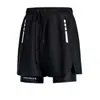 Novos shorts masculinos anti-constrangimento de cinco pontos com forro de camada dupla, listras laterais e bainha dividida, perfeitos para praia e uso casual