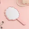 Nuevo Espejo de Mano de Encaje con Forma Irregular para Niñas, Espejo Pequeño Portátil con Mango Imprimible, Espejo de Maquillaje