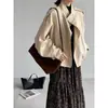 Jiangzuo "Acompañante Ligero" Mezcla de Lyocell y Lino Mangas Murciélago Gabardina Corta para Mujer Otoño 2026 2007
