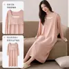 Venta Caliente Bata de Noche de Algodón Tencel para Mujer, Manga Larga con Sujetador Incorporado, Nuevo Estilo Primavera y Otoño, Sencilla, Holgada, Cómoda Pijama, Ropa de Casa