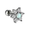 Brincos Flor de Opala Populares Transfronteiriços, Brincos com Base de Bola Redonda em Aço Inoxidável Hipoalergênico, Joias para Piercing Corporal