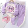 Traje infantil 2024 otoño e invierno chalecos forrados de polar para niñas ropa de dos piezas de dibujos animados gruesa para ocio infantil al por mayor moda