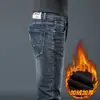 Jeans Vintage Retro Lavado de Inverno Masculino Slim Fit, Perna Reta Outono e Inverno, Calça Masculina Versátil Elástica de Luxo Leve