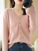 Comercio Exterior Transfronterizo Primavera Otoño Holgado Talla Grande Cuello en V Ropa Exterior Manga Larga Suéter Cárdigan Tejido Mujer Color Sólido Top Mujer Delgado