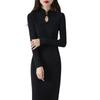 Nuevo vestido de lana chino de otoño e invierno para mujer, cheongsam retro, vestido largo elegante a la cadera, suéter ajustado mejorado.