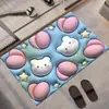 Alfombrilla de Baño de Tierra de Diatomeas Secado Rápido Estereoscópica 3D Absorbente Antideslizante Felpudo para Puerta de Inodoro Dibujos Animados