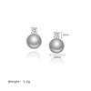 ED214 aretes clásicos de circón perla gris simples generosos aretes de temperamento de lujo ligero botella de perfume titanio acero