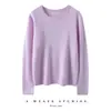 Otoño e Invierno Nueva Camiseta Base de Punto de Cachemira Moda Suave Cómoda Jersey con Dobladillo Enrollado Cuello Redondo Agradable a la Piel Manga Larga para Mujer