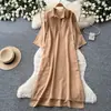 Vestido Vermelho Floral Ligeiramente Maduro Estilo Francês para Mulheres Verão Laço de Strass Manga Curta Gola Lapela Emagrecedor Temperamento Vestido para o Trabalho