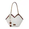 Bolsa de Hombro Nueva de Verano con Patrón Tejido Textura Casual para el Trabajo Debajo del Brazo Gran Capacidad Bloques de Color Bolso Tote de Moda
