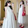 En Stock Verano 2026 Nuevo Estilo Moda Coreana Elegante Bordado Pesado Reductor de Edad Adelgazante Vestido de Maternidad