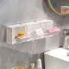Caja de Almacenamiento de Baño Montada en la Pared con Tapa abatible Caja de Almacenamiento sin Taladrar Algodón Desmaquillante Bastoncillos de Algodón Gomas para el Cabello Organizador de Labiales