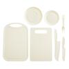 Tabla de cortar con cuchillo de seguridad para niños, adecuada para cortar verduras, no daña la mano, cuchillo y tenedor, vajilla de educación temprana para jardín de infantes, cuchillo de plástico para melón y pastel de frutas