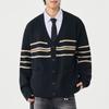 Suéter de Punto con Cuello en V para Hombre Diseño de Nicho Estilo Preppy en Capas Rayas Cardigan Casual Superior Chaqueta