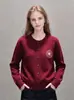 Suéter de Tricô de Lã com Gola Redonda Bordado Estilo Retrô Feminino Simples Versátil Temperamento 2026 Novo Estilo Casaco de Lã Tricotado
