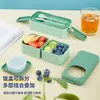 Nueva lonchera de doble capa estilo japonés con caja para salsa para estudiantes y trabajadores de oficina lonchera compartimentada portátil lonchera de plástico