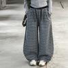 Pantalones Súper Elegantes Estilo Coreano para Niñas Otoño 2025 Nuevos Pantalones Casuales de Cuadros para Niñas Mayores Pantalones de Pierna Ancha de Otoño