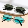 Gafas de Sol Metálicas con Montura Ovalada Transfronteriza para Mujer, Estilo Retro Moderno, Montura Pequeña, Protección UV de Verano, Gafas de Sol Sencillas para Fotografía para Hombre