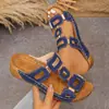 Pantuflas de Color Sólido de Talla Grande Transfronterizas para Mujer 2025 Nuevas Europeas y Americanas Boca de Pez Suela Gruesa Hebilla de Cinturón de Moda Pantuflas para Mujer