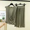 Conjunto de verano suelto casual talla grande para casa, camiseta sin mangas de modal cruzada con cuello en V profundo y pantalones cortos con volantes para mujer