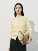 Tejido de punto de seda personalizado para primavera y verano para mujer, Top de seda de morera adelgazante y amigable con la piel, Cárdigan de punto de cuello redondo para mujer