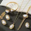 Conjunto de Pérolas Especiais Europeu e Americano Transfronteiriço Tendência Venda Quente Formato Especial Conjunto de Colar Brincos Anel Moda Luxo Retro Temperamento