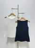Design de nicho "Colete de Piquenique" elegante top sem mangas de ombro a ombro em linha A preto/branco