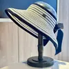 Sombrero de Sol Francés Estilo 2026 Inspirado en Chanel, Sombrero Casual Plegable Ligero de Ala Ancha, Sombrero de Paja Abierto con Rayas de Piano