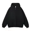 Sudadera básica con cremallera estilo retro americano, diseño para pareja, con tejido pesado, corte holgado, bolsillo tipo canguro y color liso