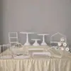 Suporte de mesa de sobremesas em estilo creme, decoração de mesa de casamento, suporte para bolo de aniversário, bandeja de ferro para sobremesas