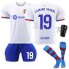Conjunto de fútbol 2324 Barcelona Visitante Blanco Azul 9 Levan 6 Garvey 19 Yamal 10 Messi Jersey en stock