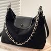 Bolsa de Ombro Feminina 2025 Nova Suede Maillard Grande Capacidade Uma Alça Transversal Corrente Balde Bolsa Grande