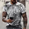 Camiseta de Manga Corta para Hombre Verano 2024 Serie Creativa de Fábrica Suelta Exportación Europea y Americana Impresión Digital 3D