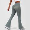 Amazon Cor Sólida Calça Yoga Justa de Cintura Alta Micro-Boca Sino Ajuste Slim Pêssego Secagem Rápida Casual Fitness Roupa Exterior Calça Esportiva