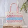 Bolsa Tejida Colorida de Gran Capacidad Cesta Portátil para Verduras Bolsa de Regalo Souvenir Salida a la Playa Picnic Vacaciones Bolsa Tejida