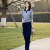 Outono de 2026 Nova Moda Feminina Marca Original Loja Oficial Elegante Conjunto de Duas Peças: Suéter de Malha com Gola Polo e Calça Reta