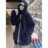 Sudadera Abrigo Mujer Primavera y Otoño Ropa Exterior talla grande Holgado Estilo Perezoso Con Capucha Estampada