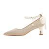 Zapatos de Boda de Tacón Grueso Color Champaña Zapatos de Novia Zapatos de Novia Heroína Vestido de Boda Xiuhe Perla Dama de Honor Puede Usar Zapatos de Tacón Alto Diariamente