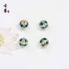 Contas Redondas Cloisonné 8mm Contas de Gotejamento de Óleo Contas Vazadas Azul Queimado Soltas Contas Espaçadoras para Pulseira DIY Acessórios para Joias Artesanais com Contas