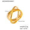Anillo de acero de titanio galvanizado con diseño francés, línea cruzada hueca, anillo de oro de 18 quilates, joyería de mano con viento frío