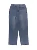 Jeans Reto de Cintura Alta Tl704 Coleção Primavera, Azul Vintage Desgastado, Calça Casual Slim-Fit, Estilosa para o Trabalho e Lazer